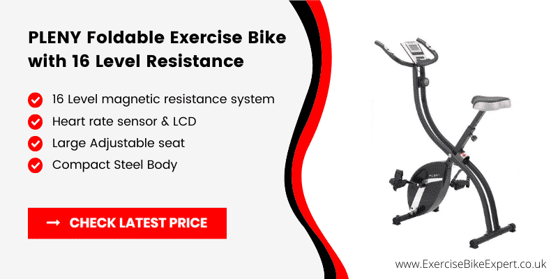 PLENY Foldable Fitness Exercise Bike with 16 Level Resistance
